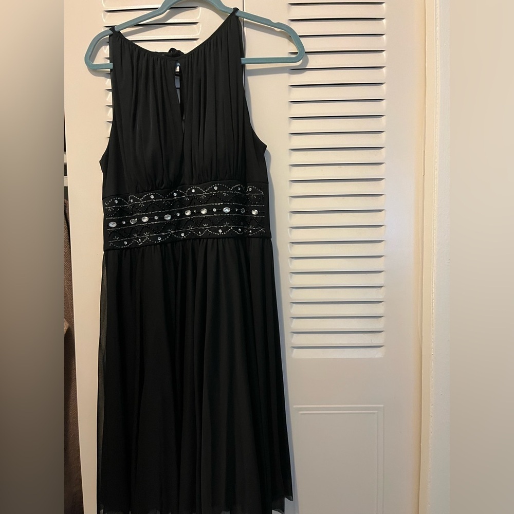 Jessica Howard Black Maxi Dress with Embellished Waist